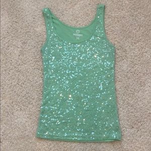 Mint green sequined tank top